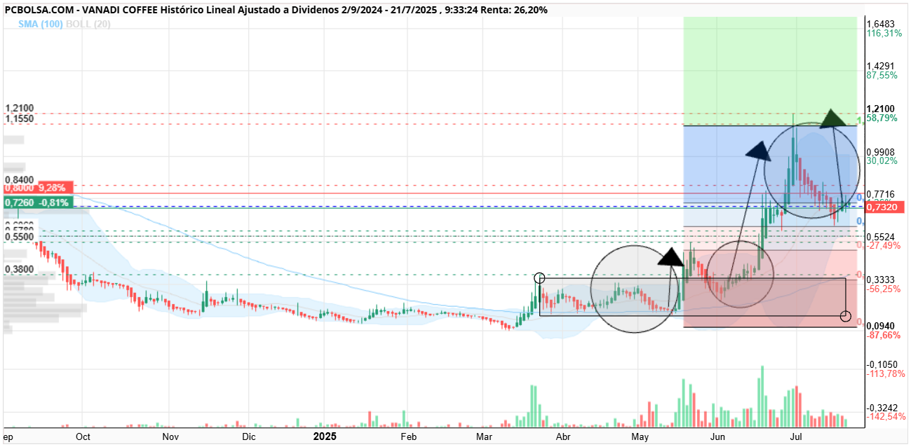 grafico de la accion Vanadi Coffee