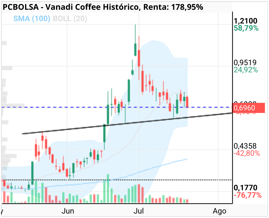 grafico de la accion Vanadi Coffee