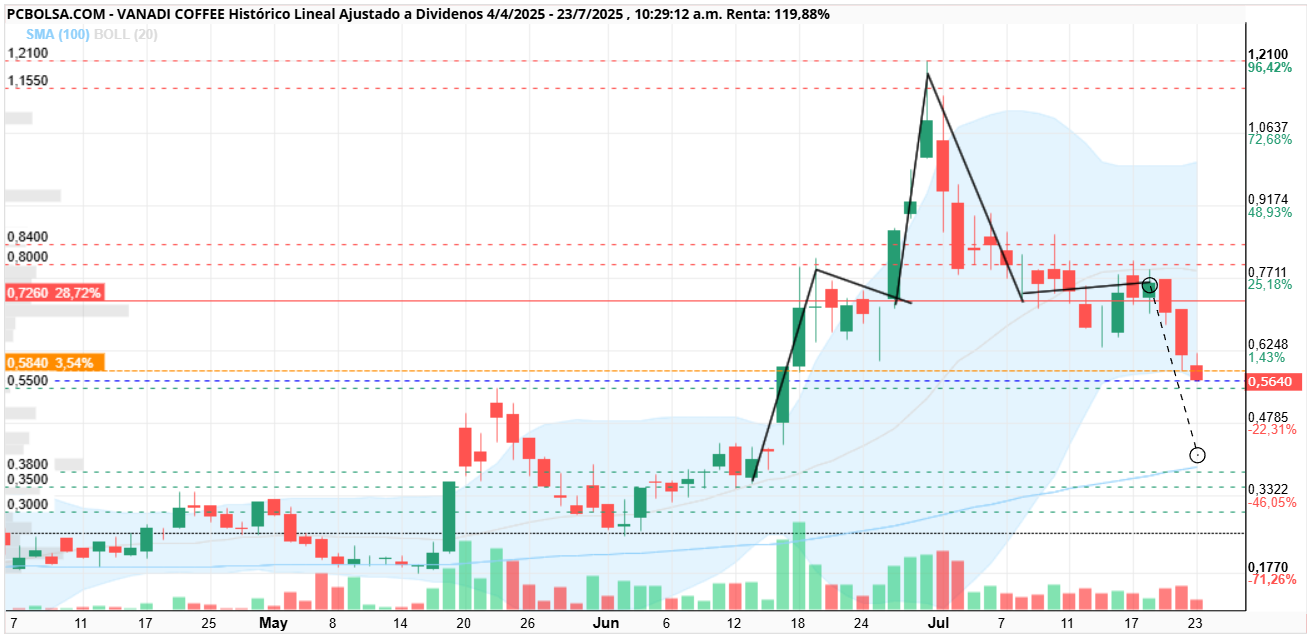 grafico de la accion Vanadi Coffee