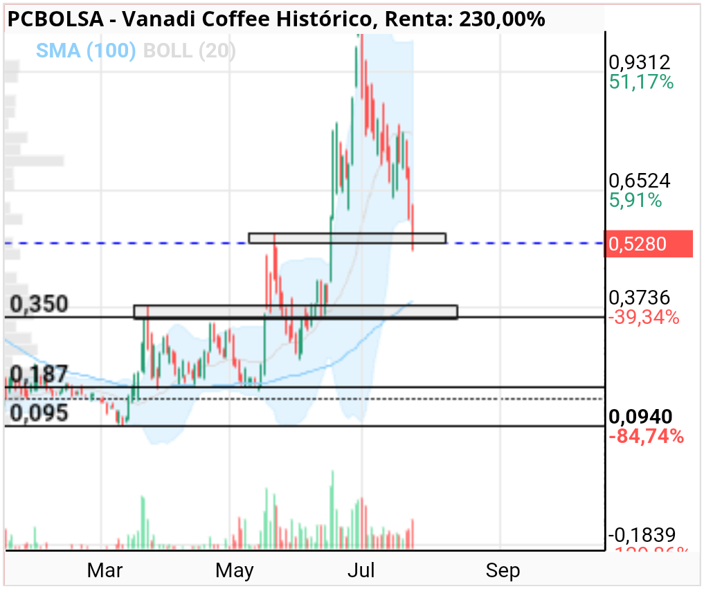 grafico de la accion Vanadi Coffee