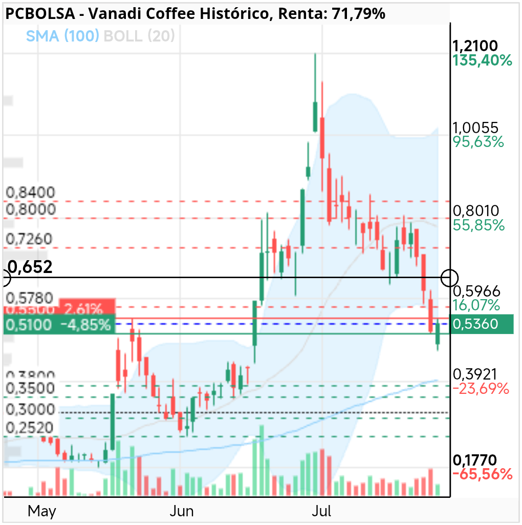 grafico de la accion Vanadi Coffee