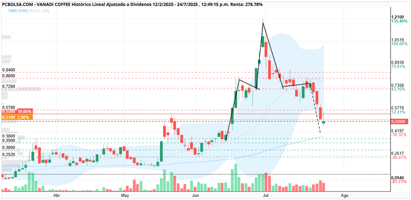 grafico de la accion Vanadi Coffee