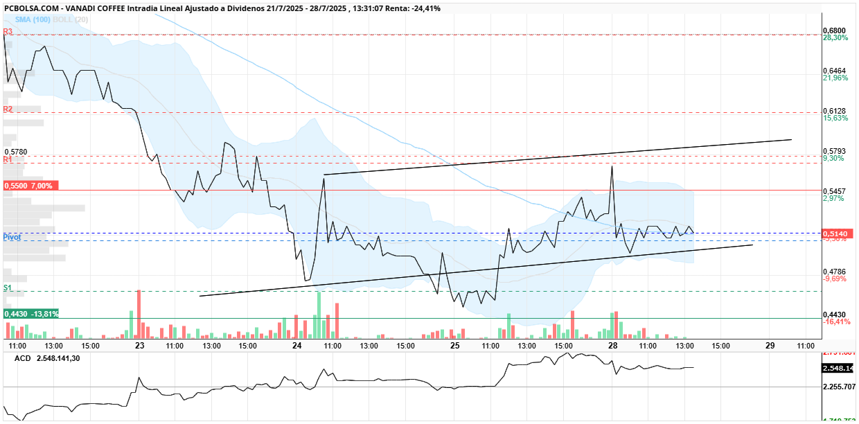 grafico de la accion Vanadi Coffee