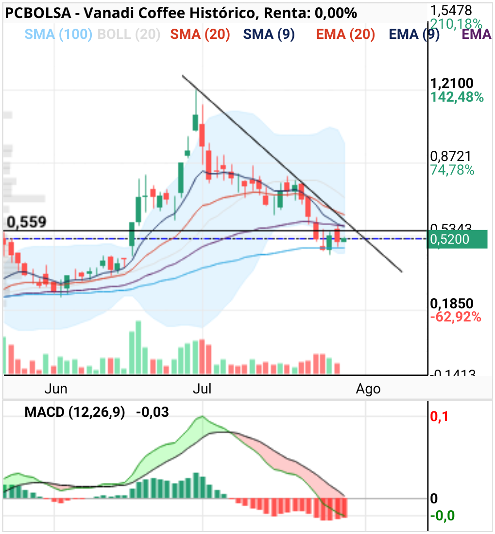 Vanadi Coffee - Apoyo perfecto en ema 100 diaria.