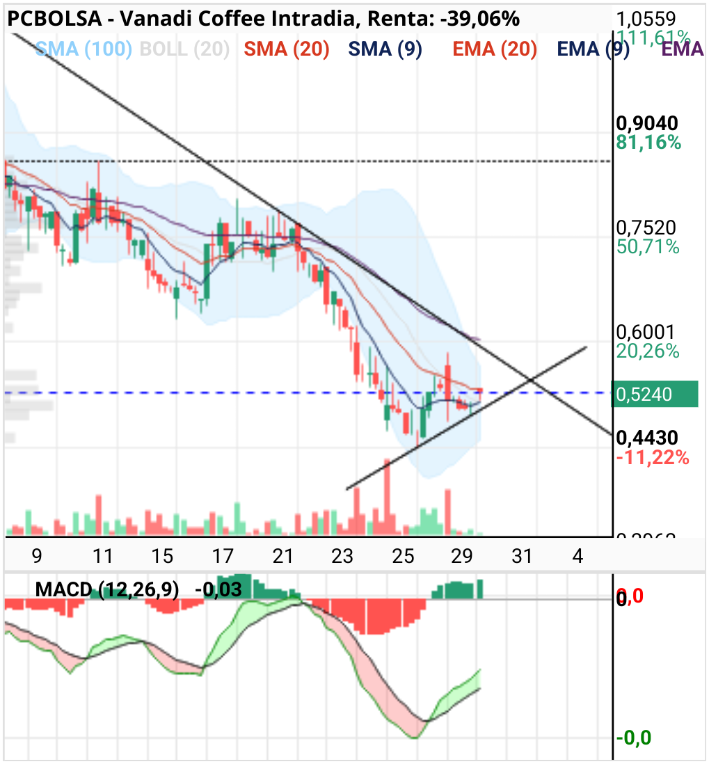 grafico de la accion Vanadi Coffee