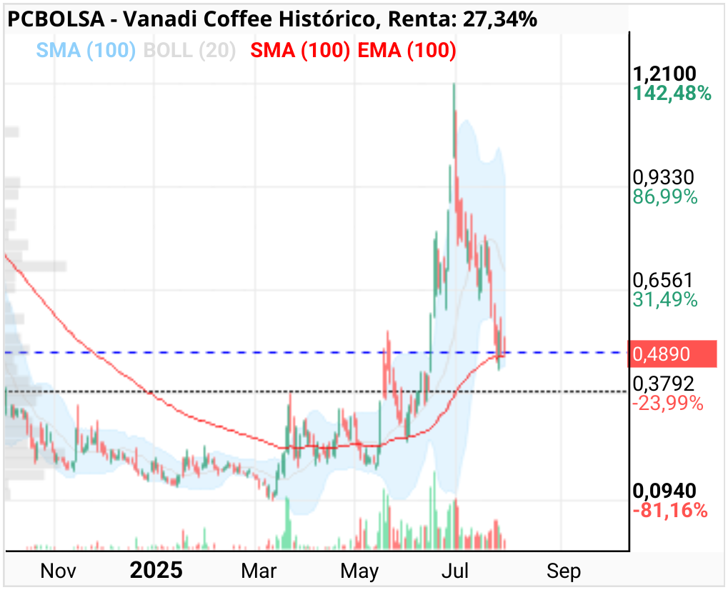 grafico de la accion Vanadi Coffee