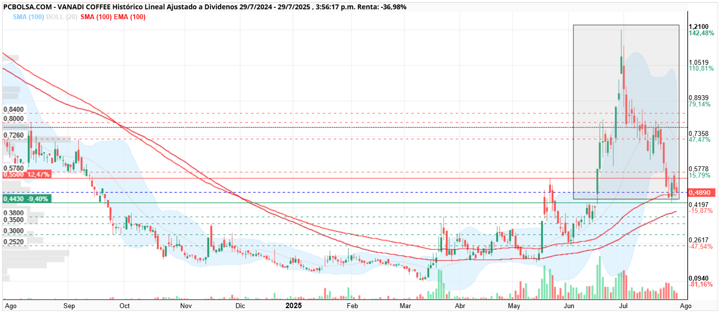 grafico de la accion Vanadi Coffee