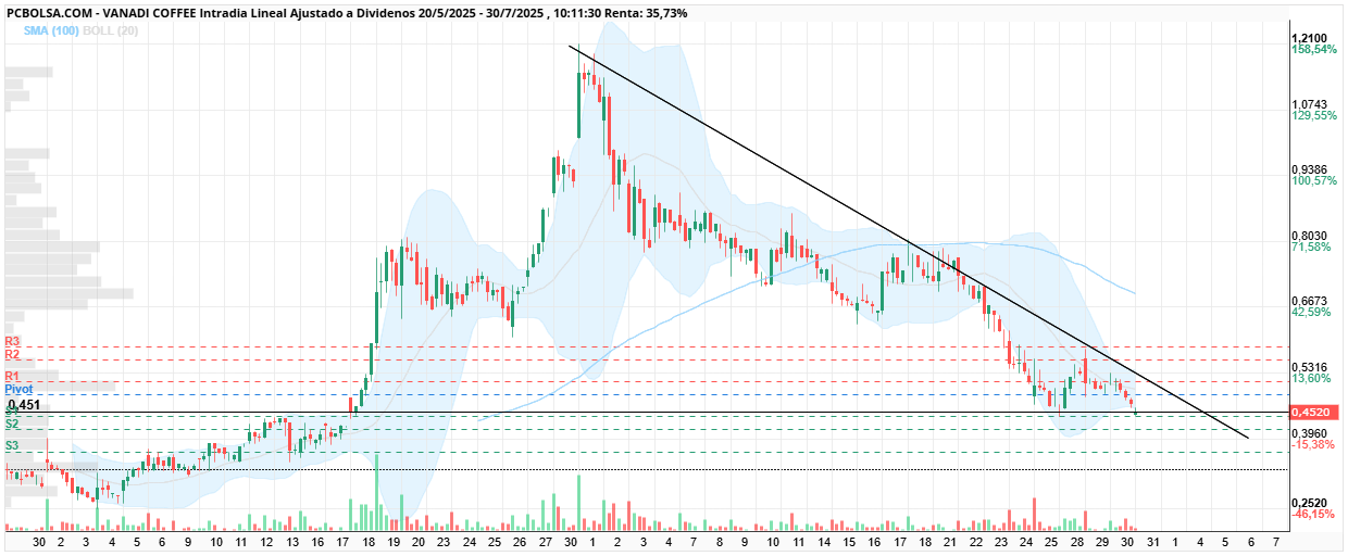 grafico de la accion Vanadi Coffee