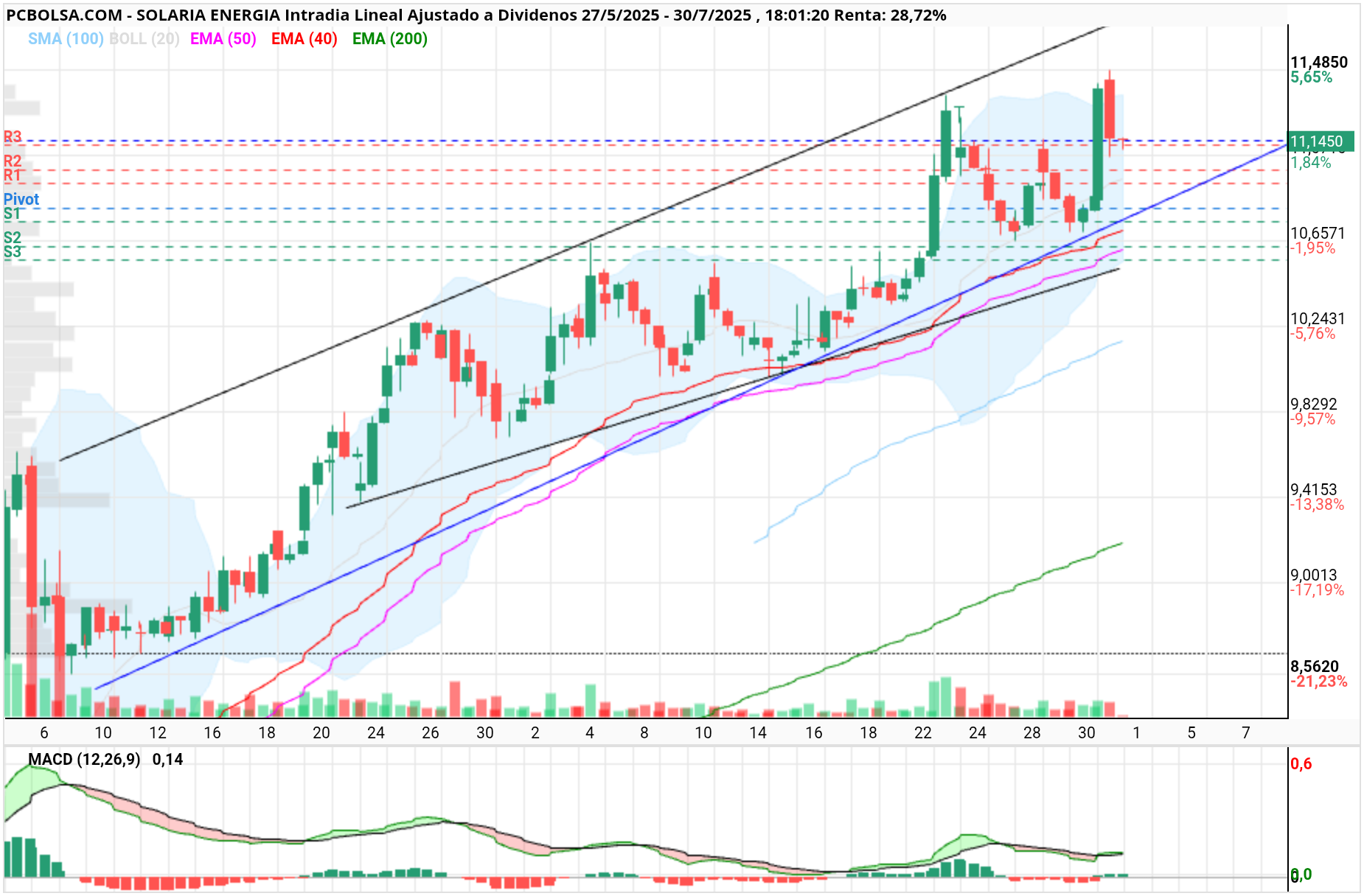 grafico de la accion pilsss
