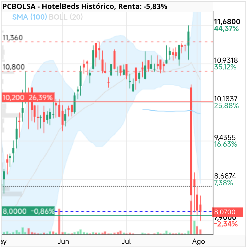grafico de la accion HotelBeds