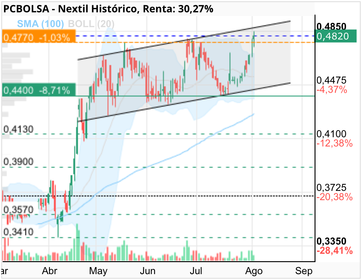grafico de la accion Nextil