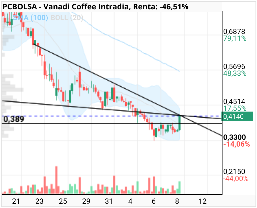 grafico de la accion Vanadi Coffee