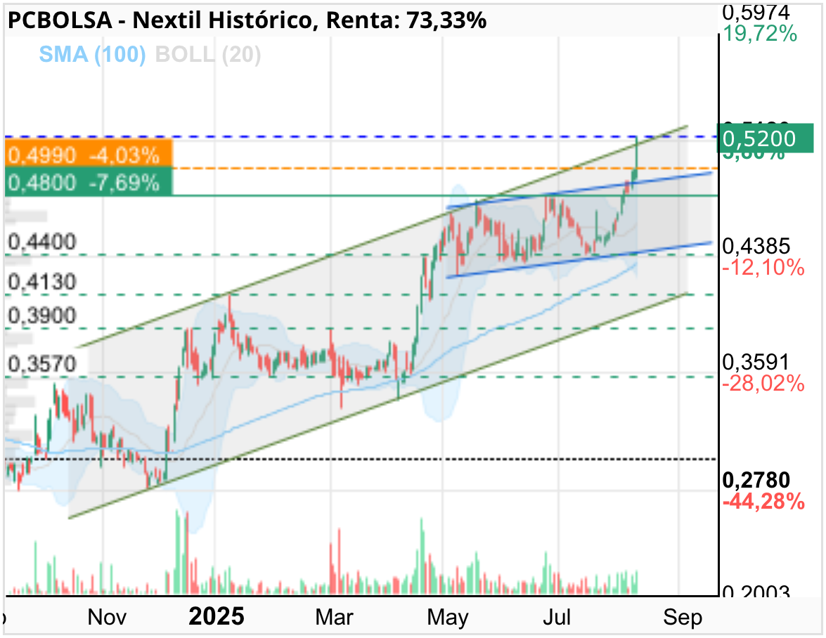 grafico de la accion Nextil