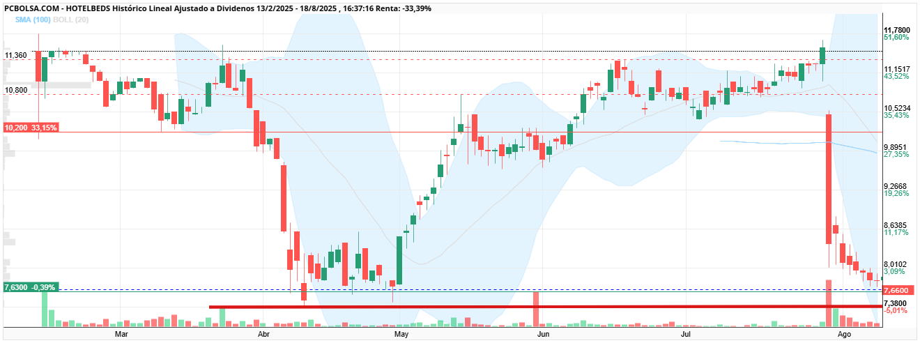 grafico de la accion HotelBeds