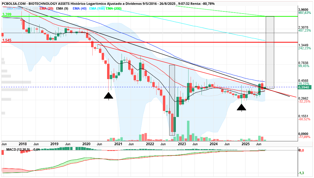 grafico de la accion BIOTECHNOLOGY ASSETS