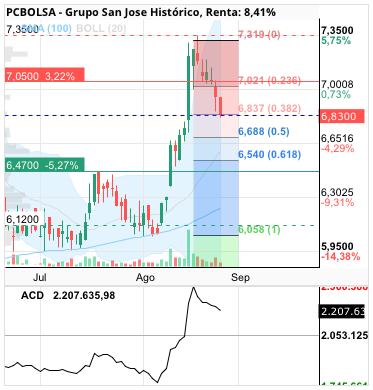 grafico de la accion Grupo San Jose
