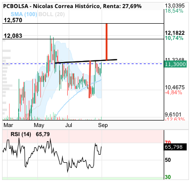 grafico de la accion Nicolas Correa
