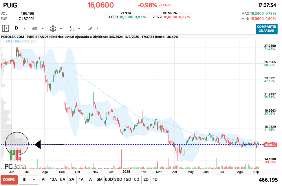 grafico de la accion Puig Brands