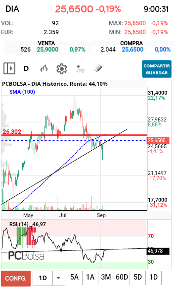 grafico de la accion DIA