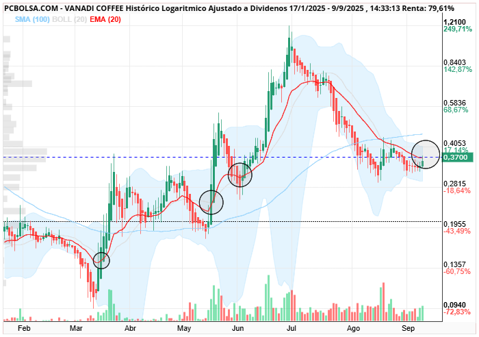 grafico de la accion Vanadi Coffee