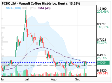 grafico de la accion Vanadi Coffee