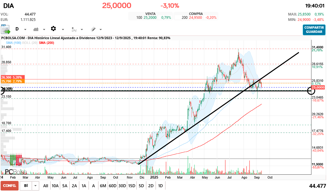 grafico de la accion DIA