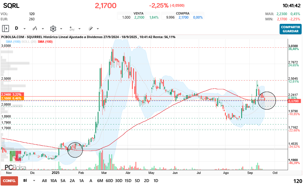 grafico de la accion Squirrel