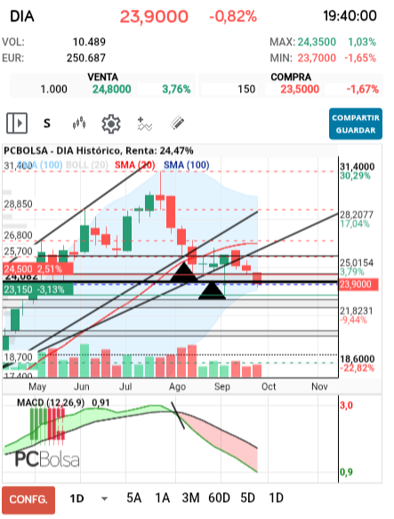 grafico de la accion DIA