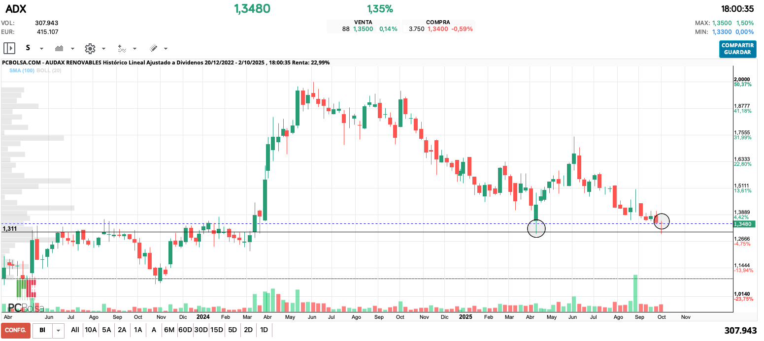 grafico de la accion Audax Renovables