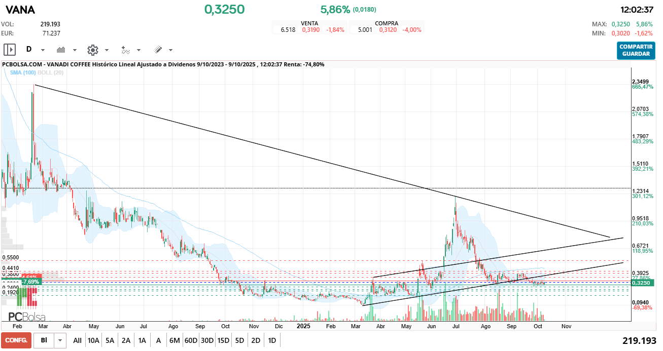 grafico de la accion sini