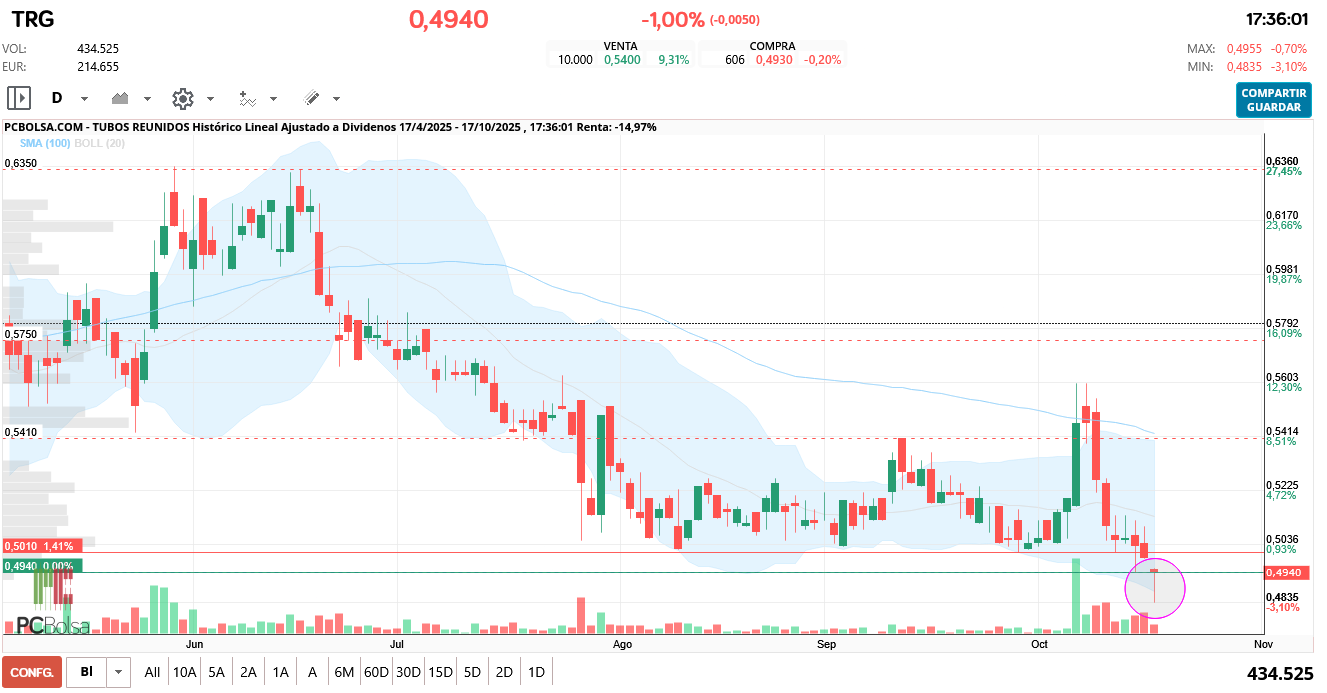 grafico de la accion thon