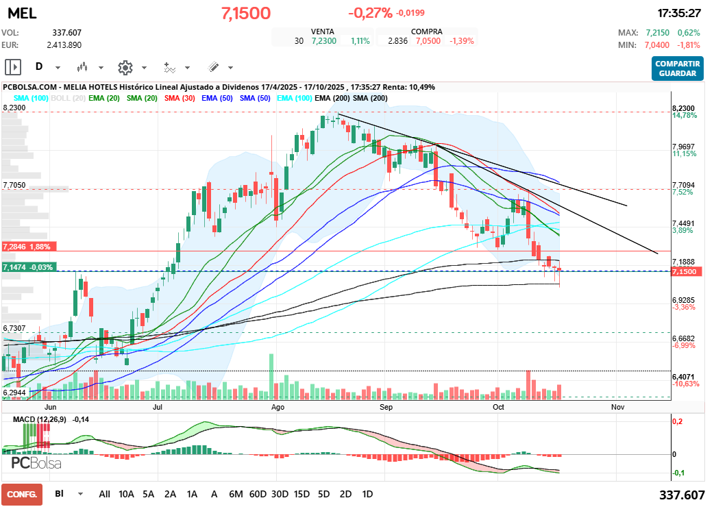 grafico de la accion Melia Hotels