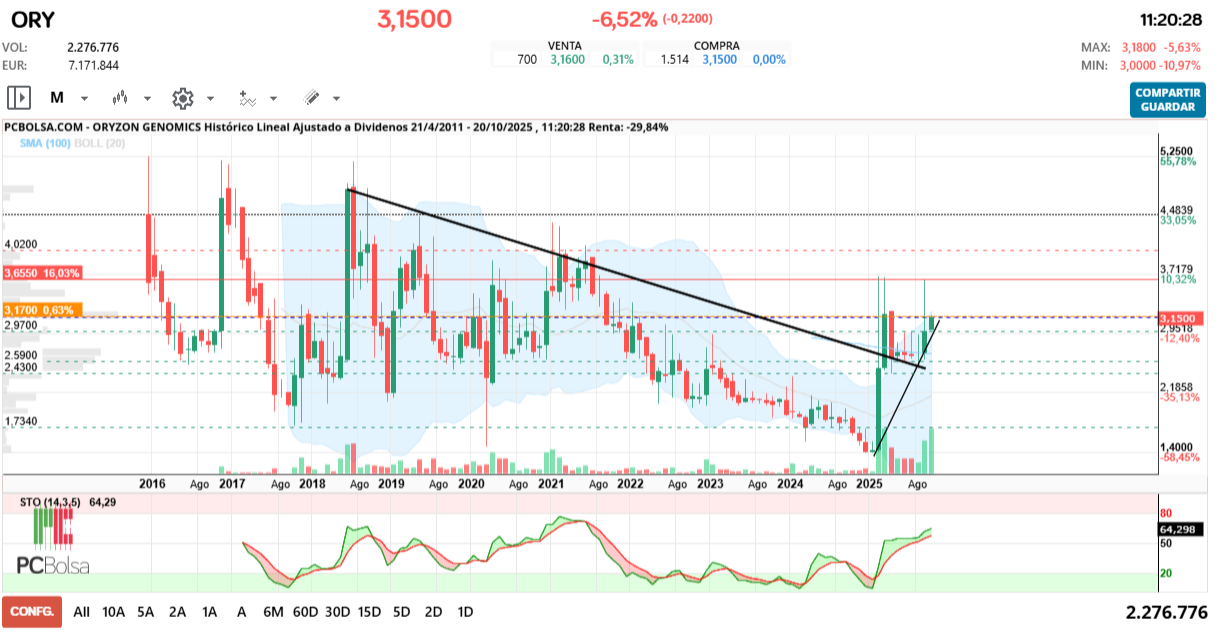grafico de la accion rolanda