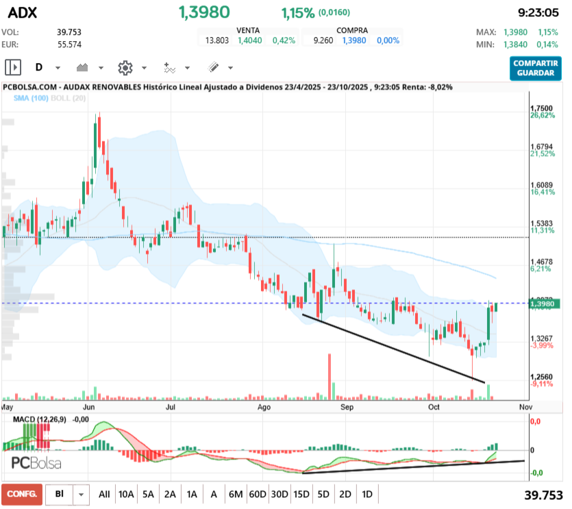 grafico de la accion pga38