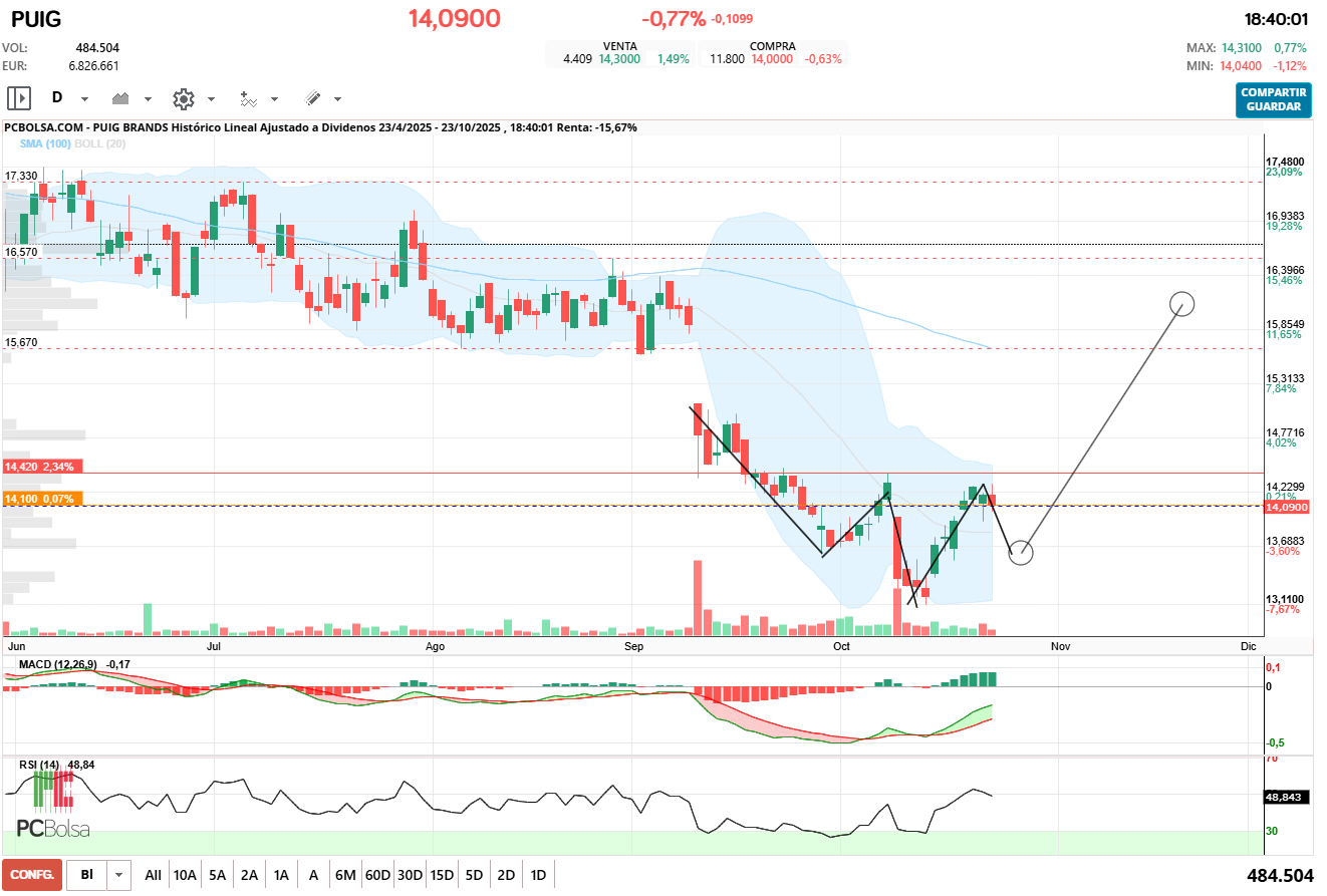 grafico de la accion Puig Brands