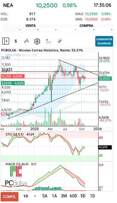 grafico de la accion Nicolas Correa