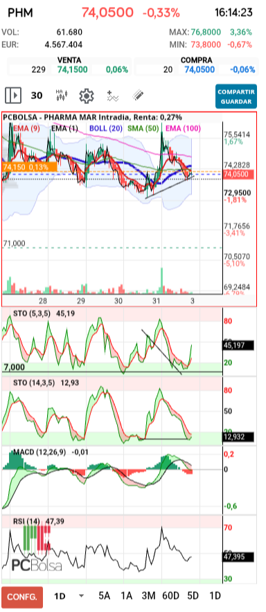 grafico de la accion pueyo