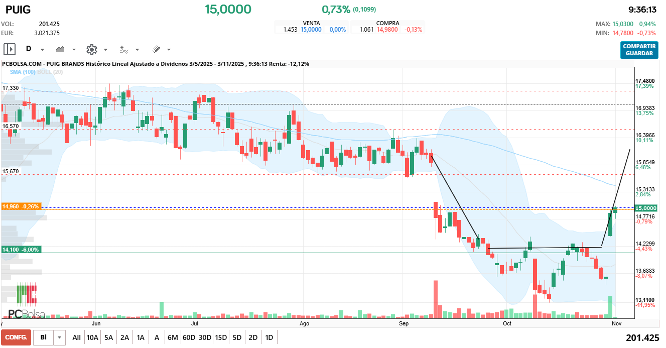 grafico de la accion jelins