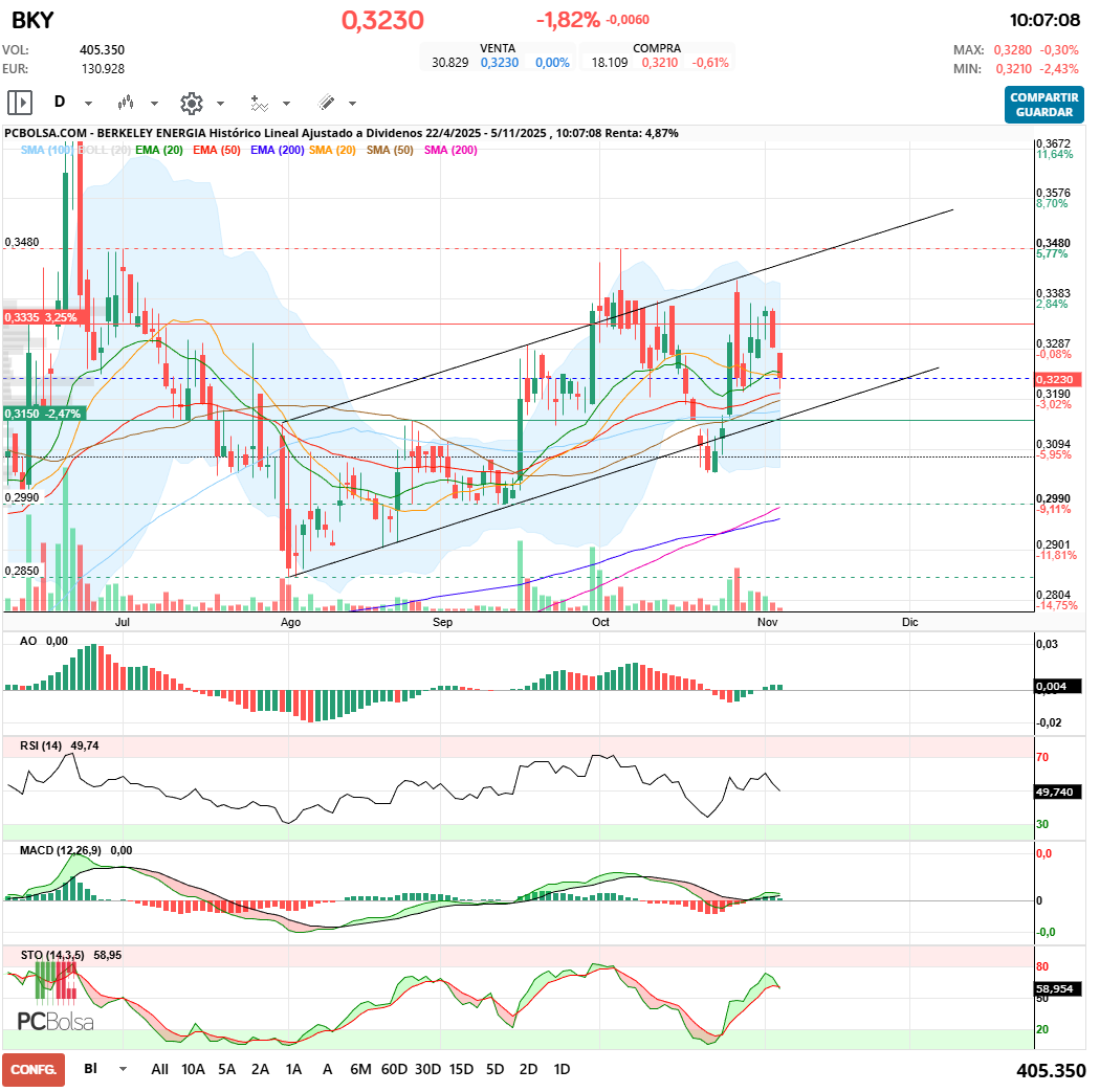 grafico de la accion maestro splinter