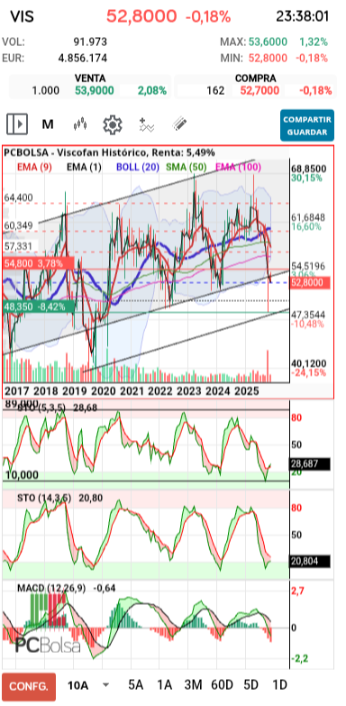 grafico de la accion pueyo