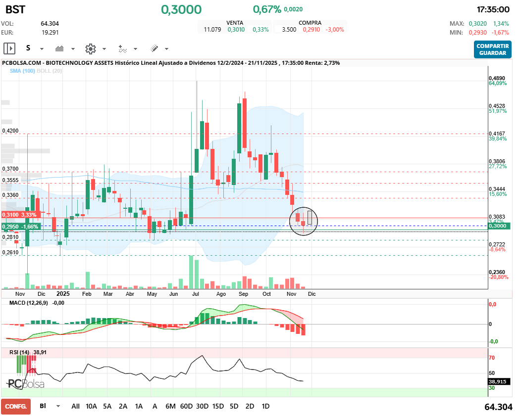 grafico de la accion BIOTECHNOLOGY ASSETS