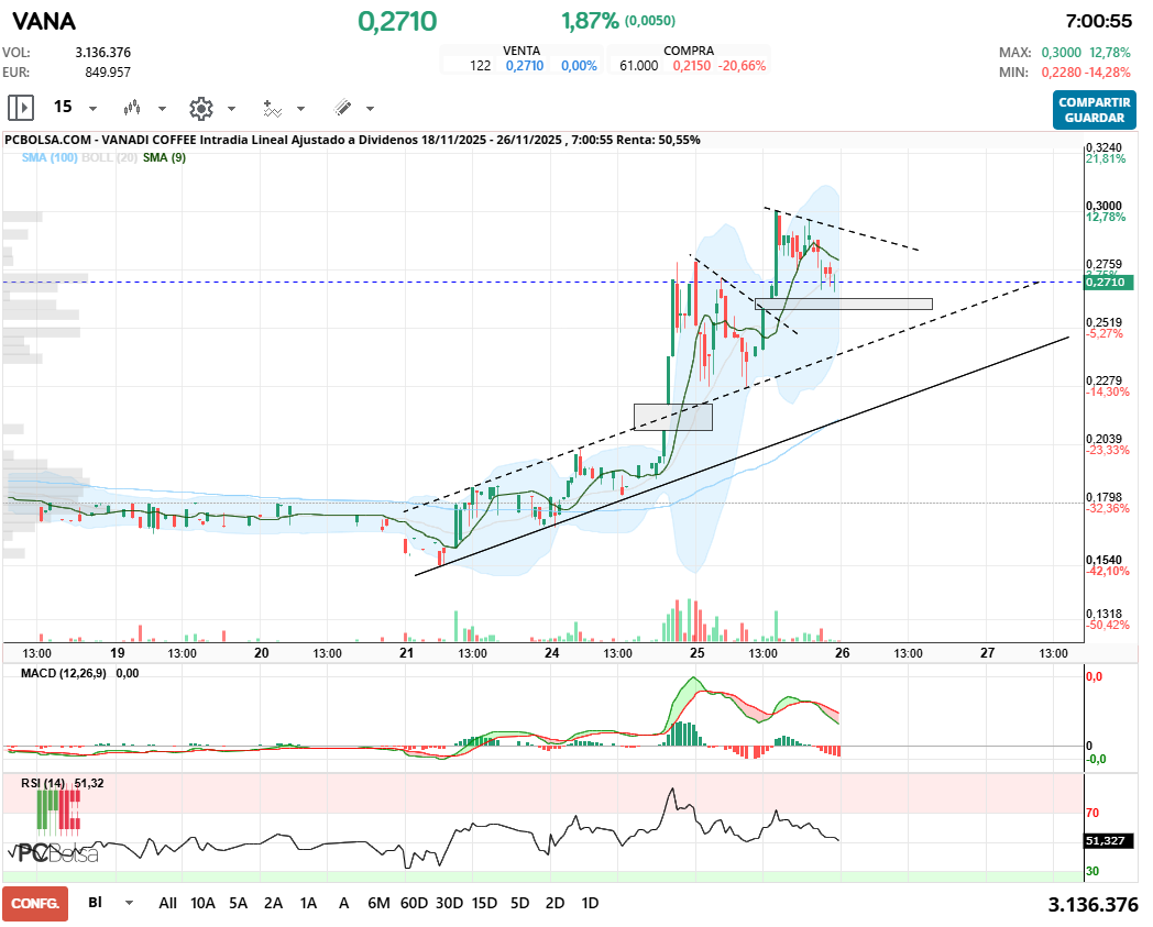 grafico de la accion Vanadi Coffee
