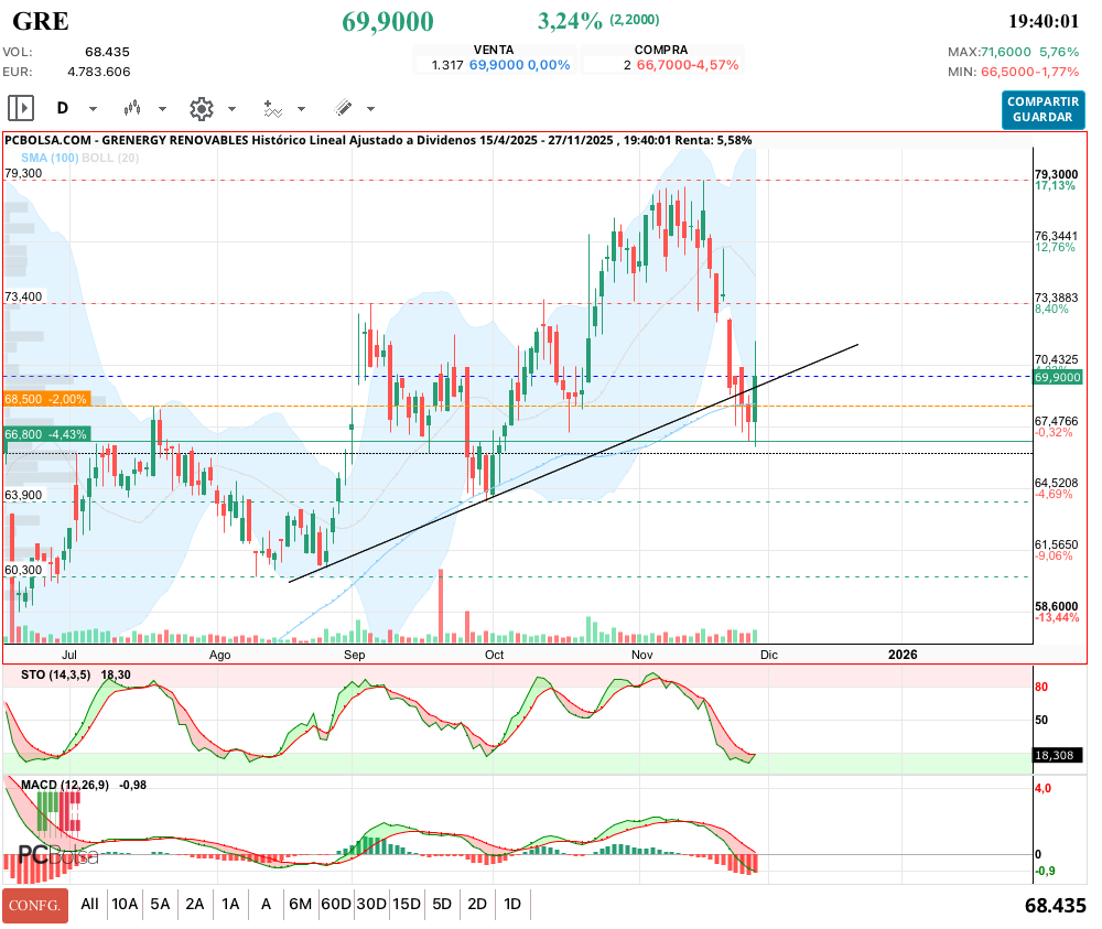 grafico de la accion snel