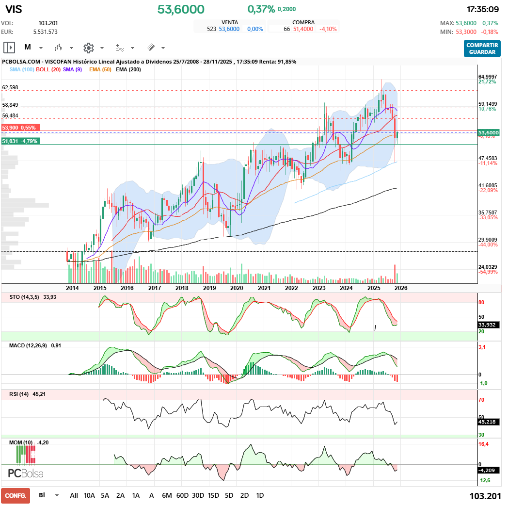 grafico de la accion Viscofan
