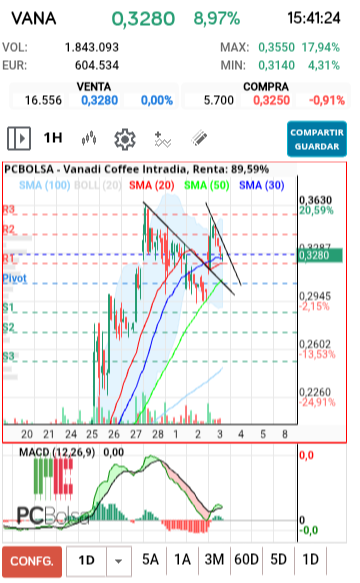 grafico de la accion txinguu