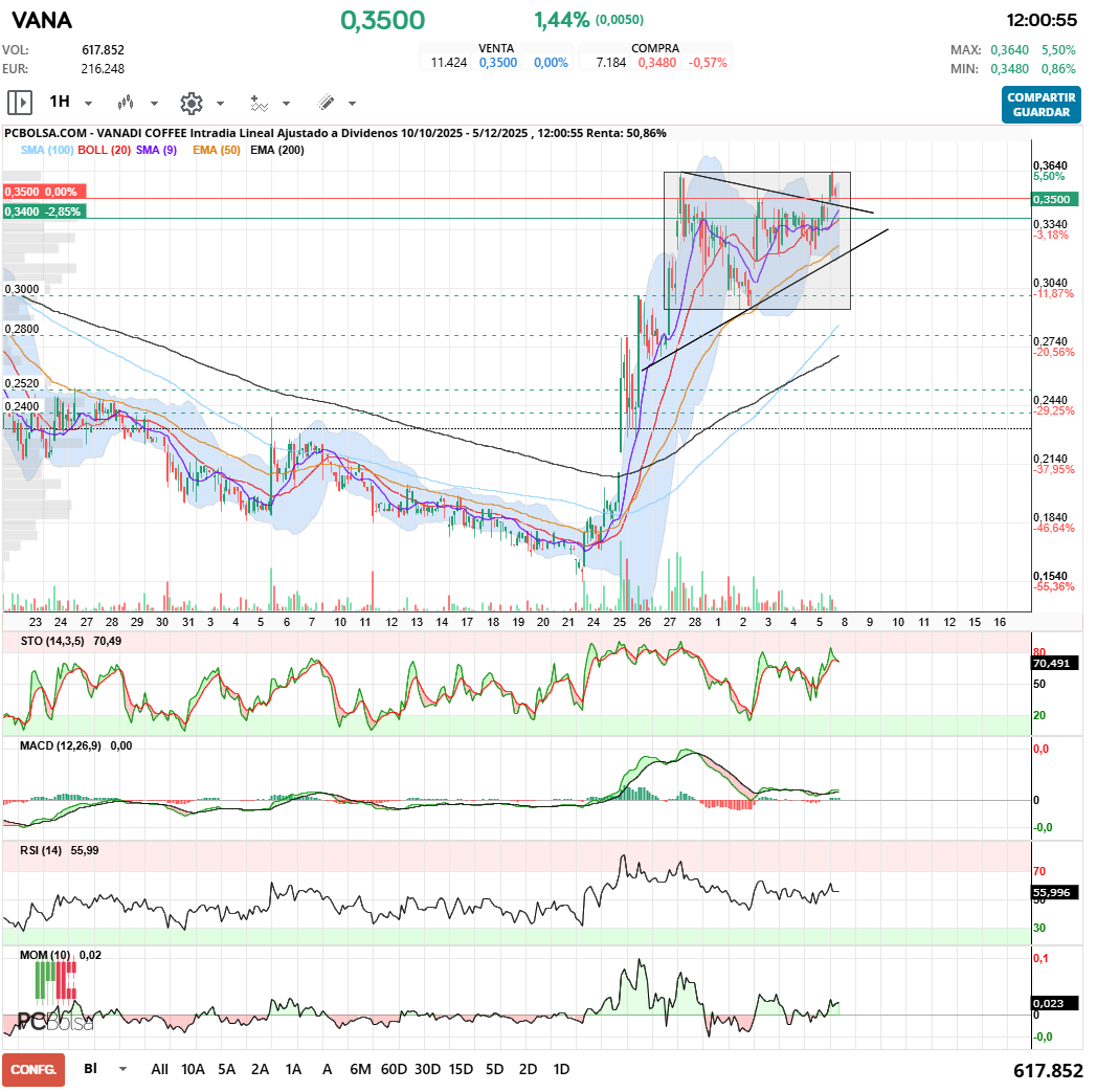 grafico de la accion Vanadi Coffee