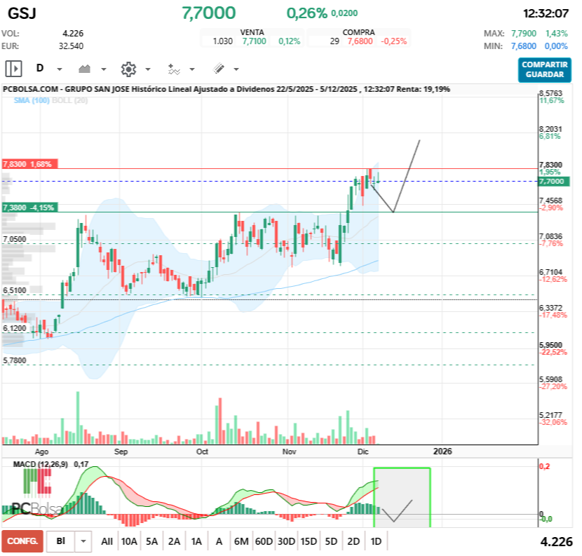 grafico de la accion Grupo San Jose