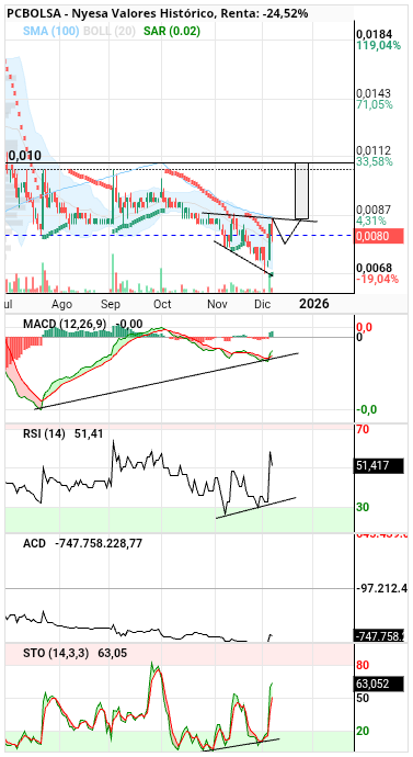 grafico de la accion Nyesa Valores