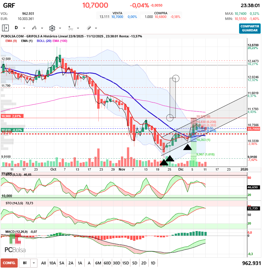 grafico de la accion pueyo