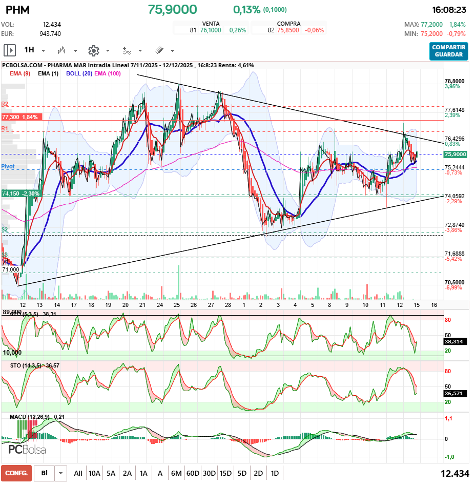 grafico de la accion pueyo